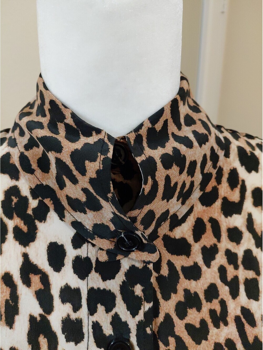 Ganni Size 34 Leopard Print Shirt Button-Up